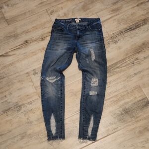 Blue Asphalt Ripped Skinny Jeans